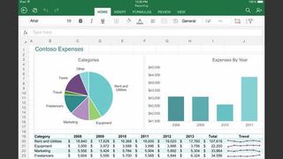 A screenshot of a Microsoft Excel workbook open on an iPad showing graphs and charts