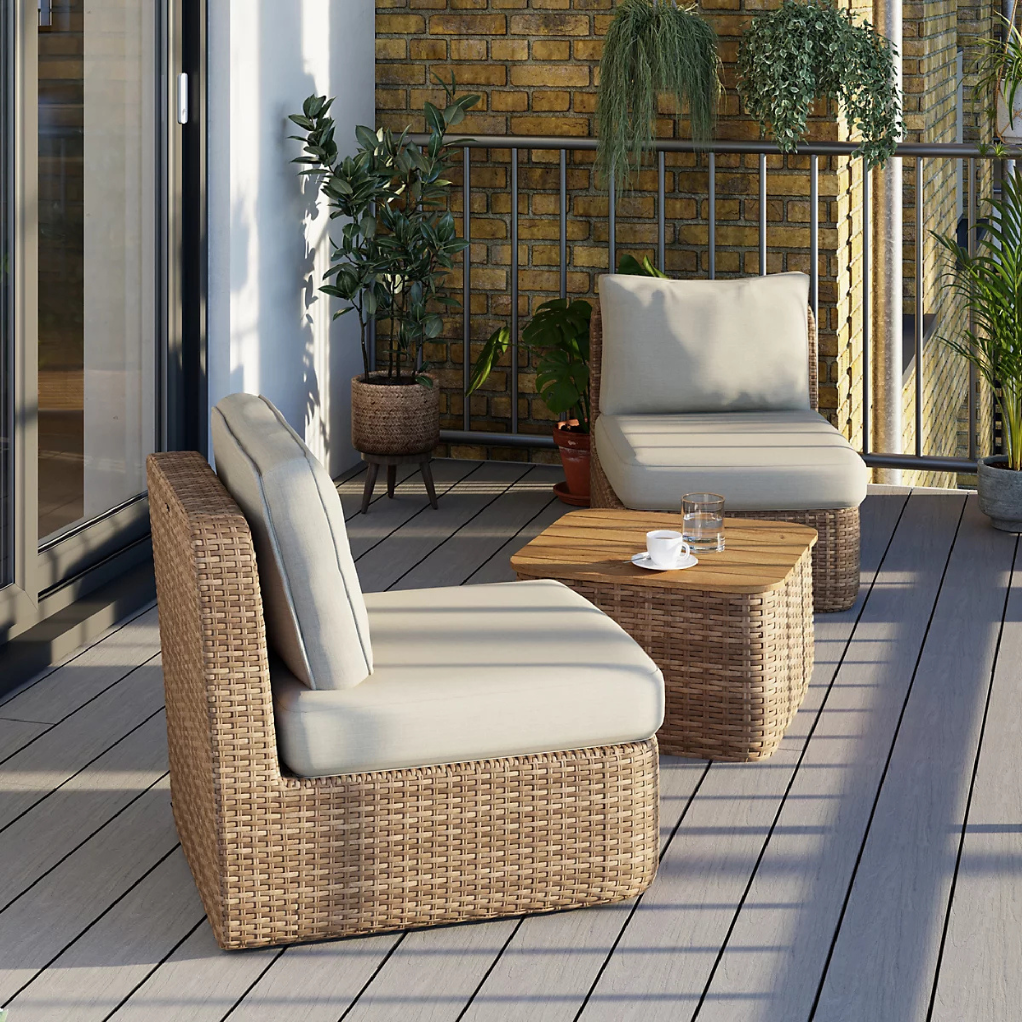 Goodhome Elos Matt Beige 2 Seater Coffee Set