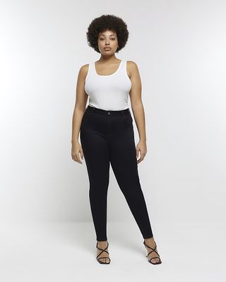 River Island, Plus Black High Waist Bum Sculpt Skinny Jeans