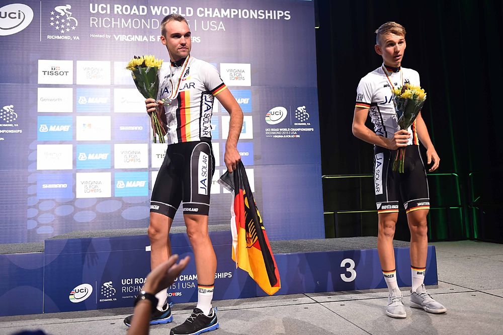 Germany teammates take second and third in the men's U23 time trial