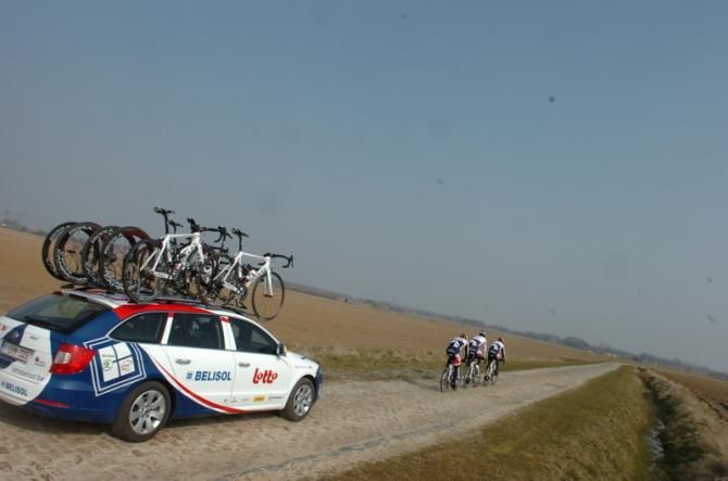 A small contingent from Lotto Belisol undertake reconnaissance