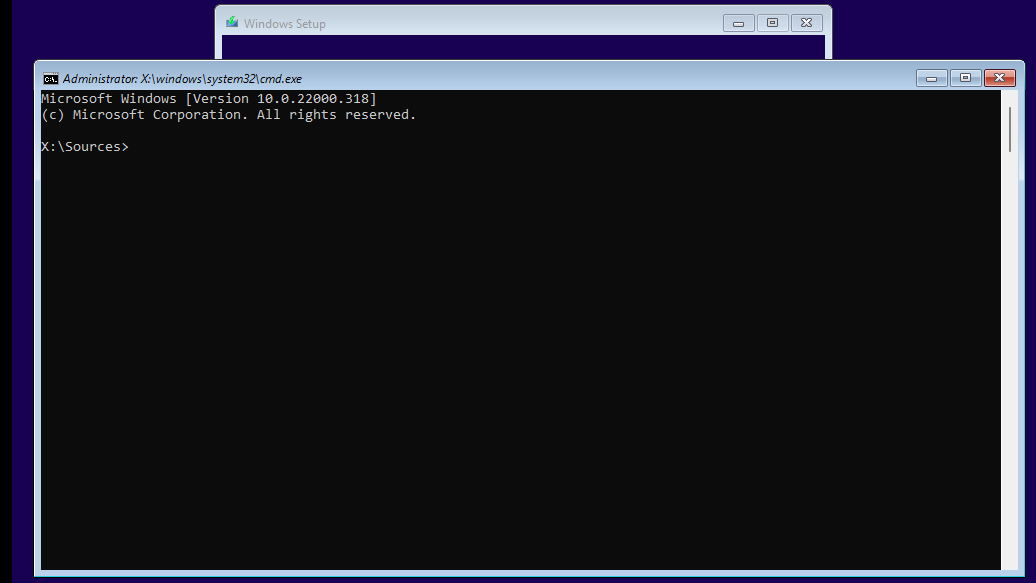 Launch Command Prompt from Windows Setup