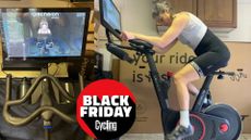 Hannah riding the Echelon EX-5s this Black Friday
