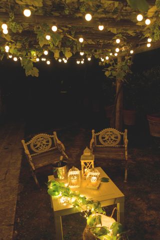 Evening Outdoor Seating Area LED Twinkly™ Smart App Controlled Festoon Lights