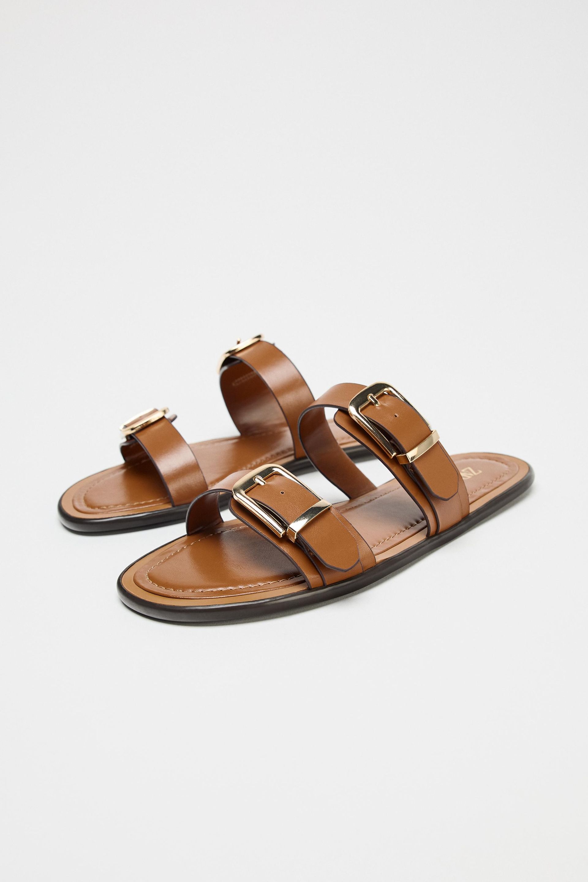 Flat Double Strap Buckle Sandals