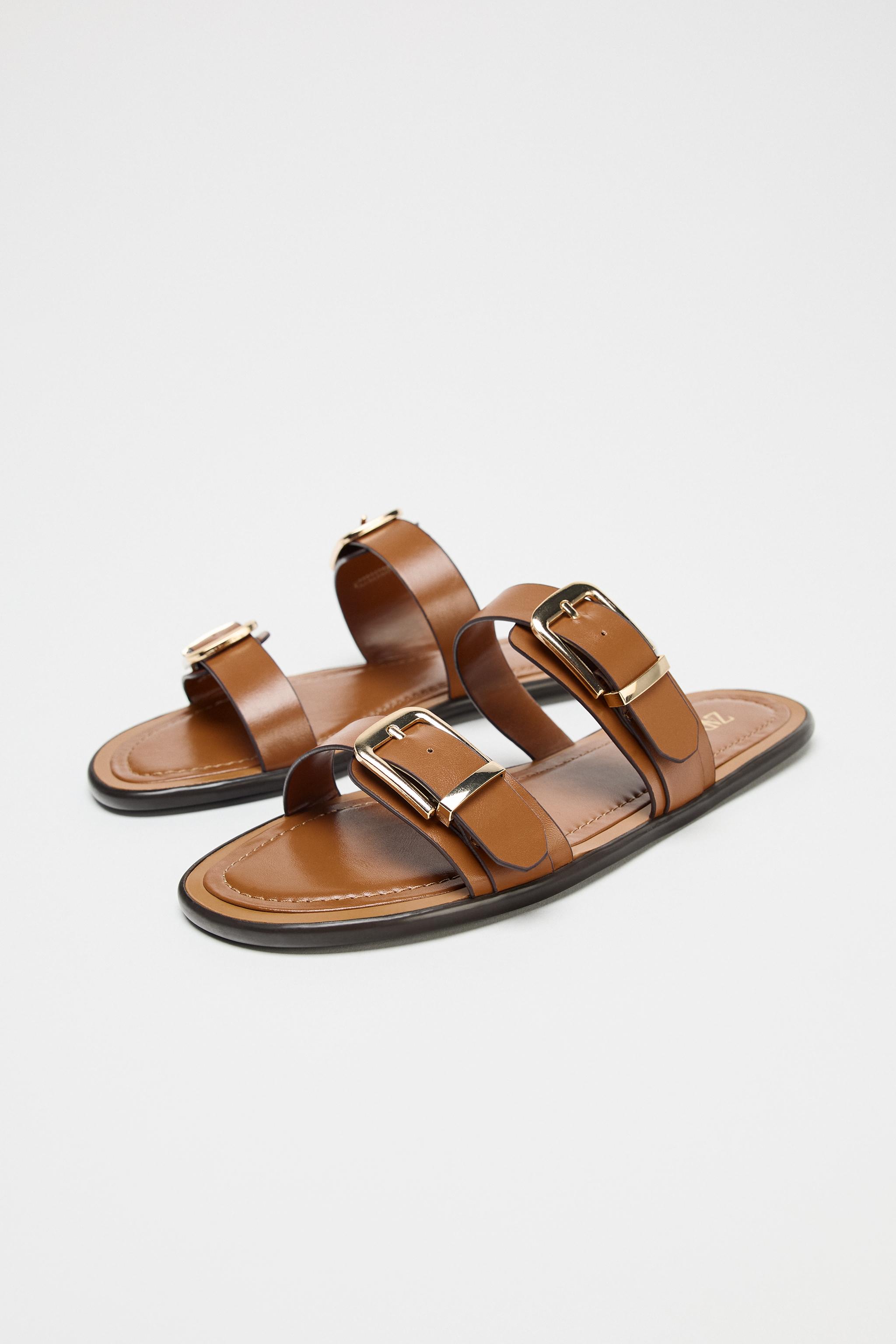Flat Double Strap Buckle Sandals