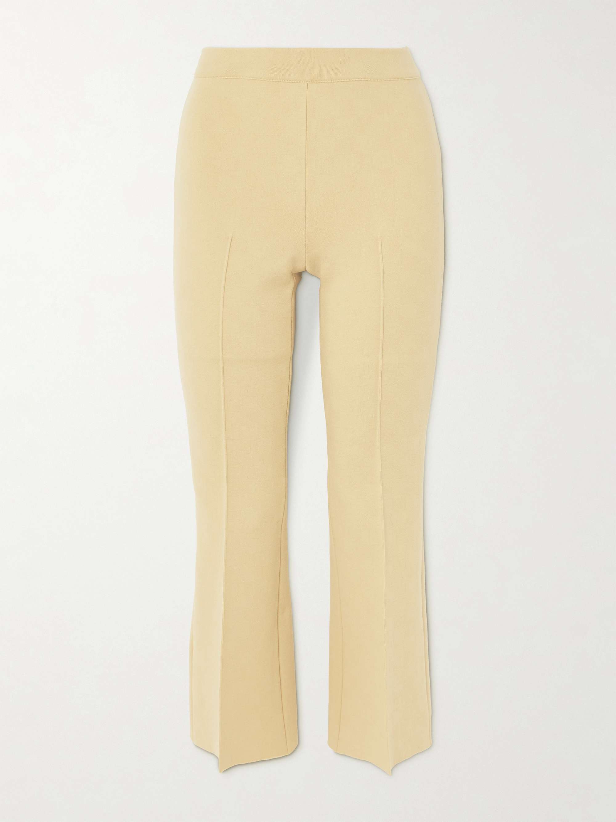 Cropped cotton blend slim leg pants