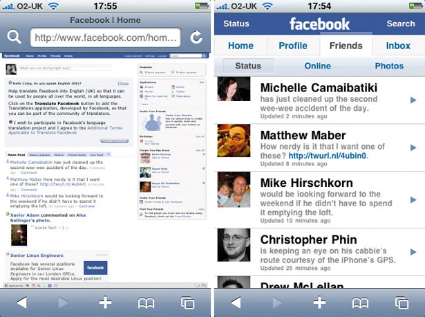 iPhone web design: Facebook