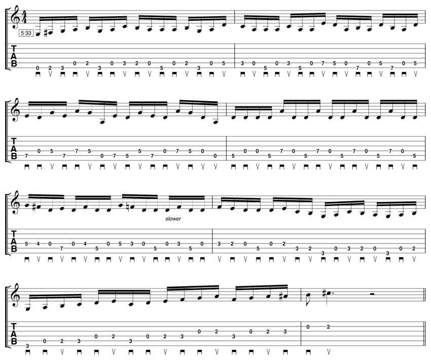 Example 4: As with example 3, start slowly and break the lick down into small chunks.