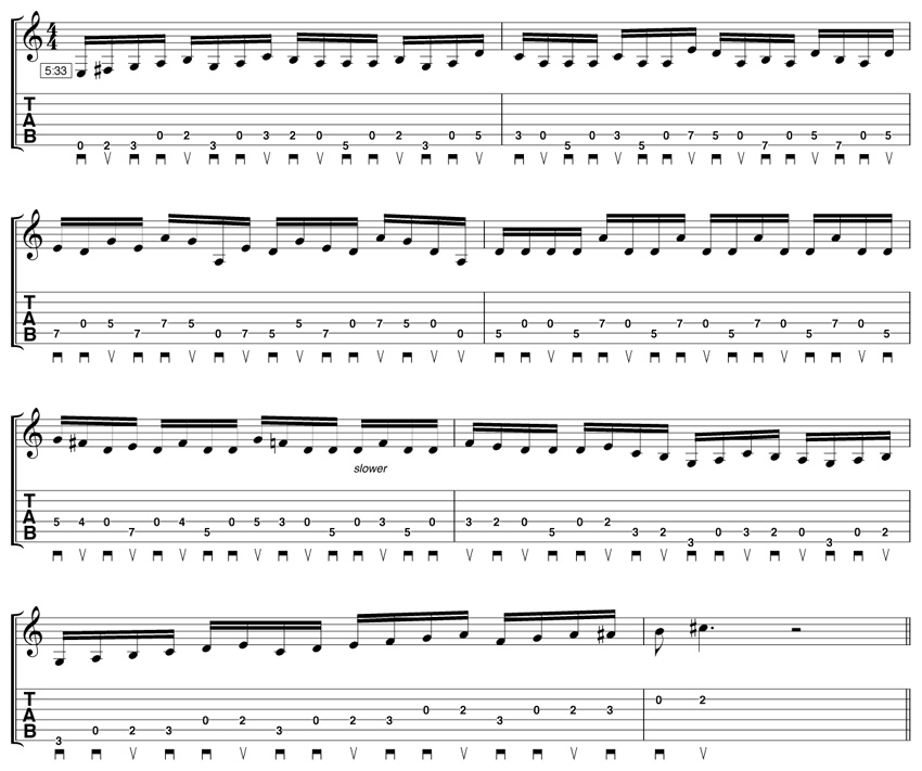 Example 4: As with example 3, start slowly and break the lick down into small chunks.