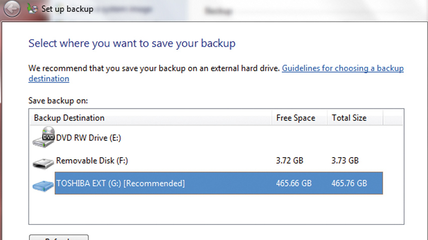 Windows data backup
