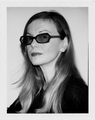 Portrait of designer Martine Sitbon in black and white