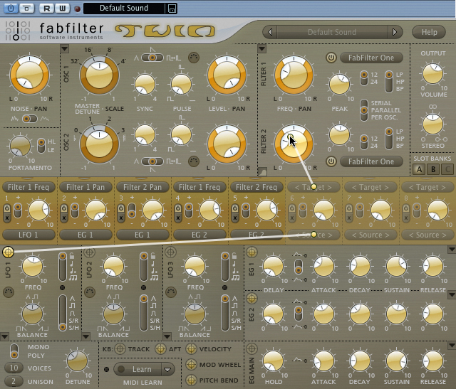 Twin's sound is based on a pair of virtual analogue oscillators
