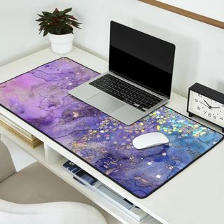 Holographic confetti watercolor desk mat