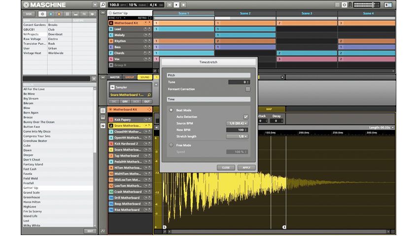Maschine 1.8 software sees the introduction of independent ofﬂine timestretching and pitchshifting