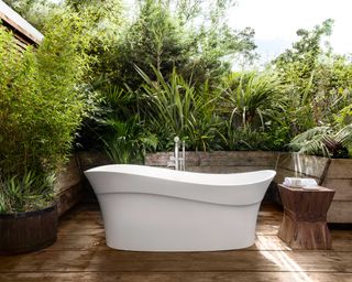 Pescadero bath tub from Victoria + Albert Baths outdoors