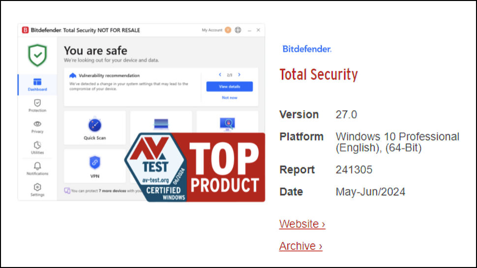 Bitdefender Antivirus Free AV test.