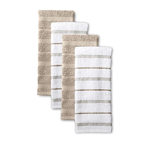 Kitchenaid Albany Kitchen Towel 4-Pack Set, Milkshake Tan/white, 16"x26"