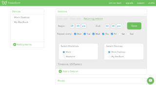 a screen showing how to schedule a session on the Freedom app