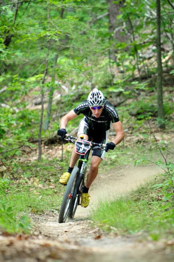 Jeremiah Bishop (Cannondale) descends to second place on hometown trails.