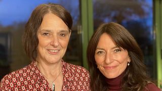 Liz Deutsch in a red top with Davina McCall in a dark top in Long Lost Family: Born Without Trace