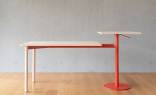 table with red legs