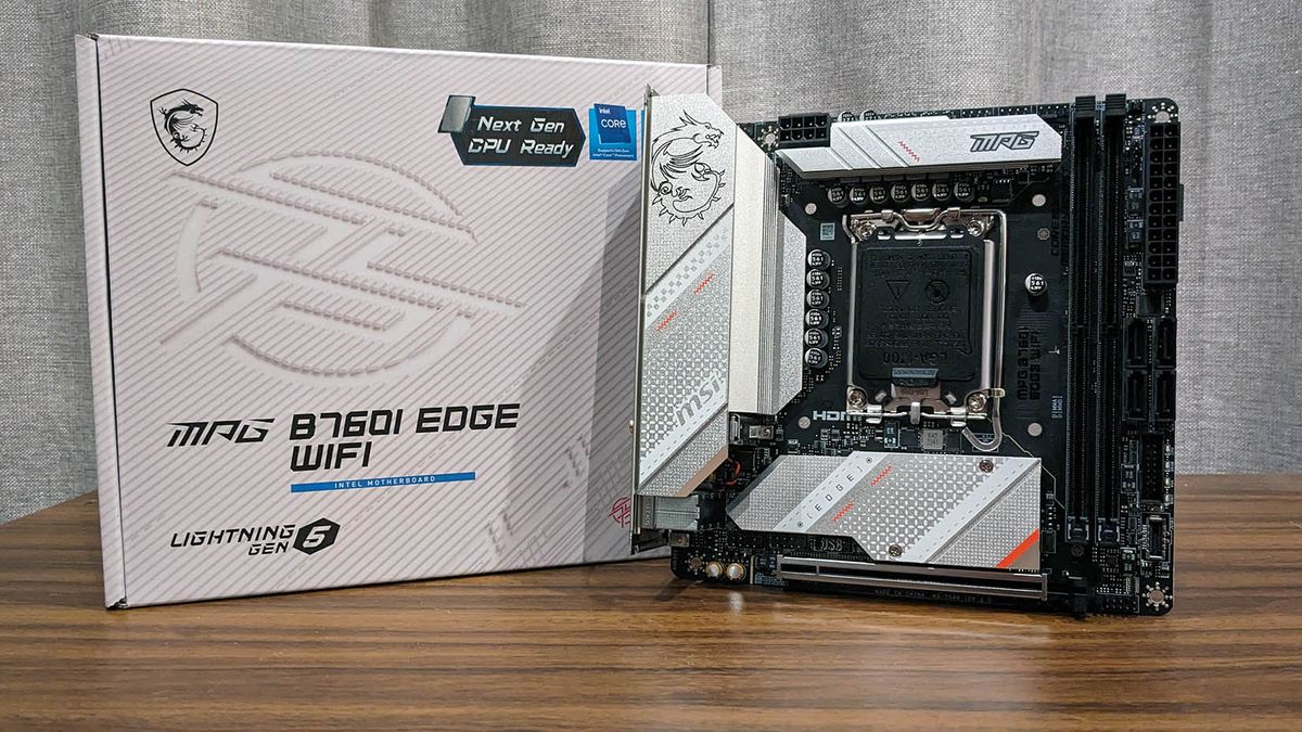 MSI MPG B760I Edge WiFi motherboard and box