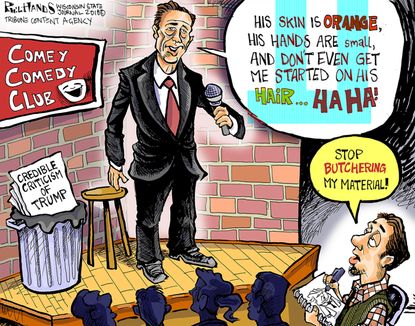 Political cartoon U.S. James Comey Trump A Higher Loyalty