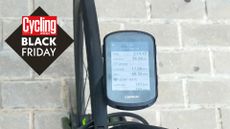 A Garmin attached to a bike 