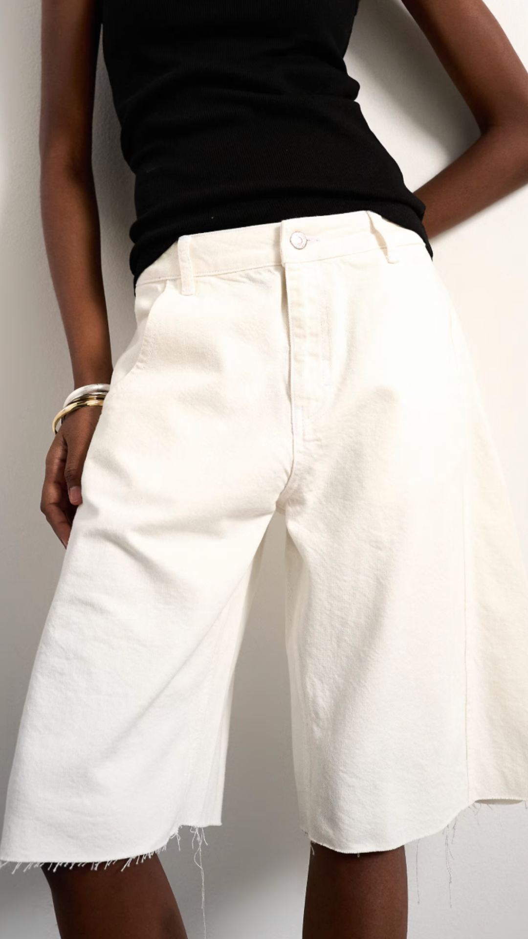 Topshop, Topshop Denim Barrel Jort in Ecru