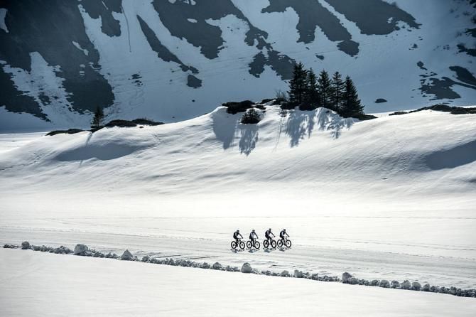 Fat tire snow biking in Switzerland