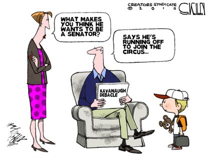 Political cartoon U.S. senate circus Brett Kavanaugh