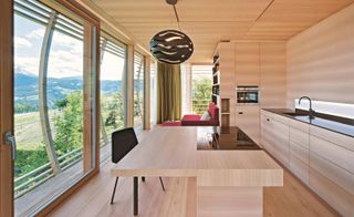 Interior of The Fincube treehouse, by Studio Aisslingera, Ritten, Italy