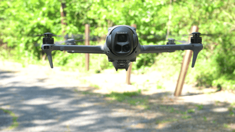 DJI Mavic 4 Pro animated GIF showing rotating camera gimbal