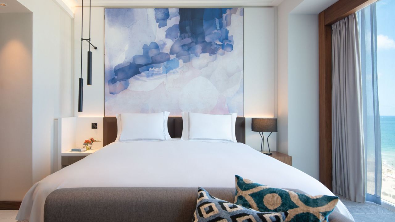 bedroom at the David Kempinski, one of the best hotels in israel