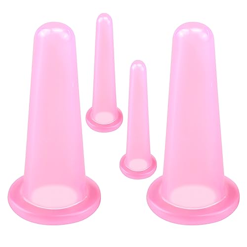4 Pcs Silicone Facial Cupping Therapy Set Vacuum Massage Cup Kit Body Cupping Cup Set for Face Neck Back Eyes Massage Vacuum Cans Suction Anti Cellulite Massager,anti-Aging Beauty Tool