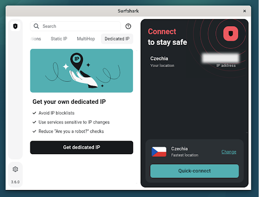 Surfshark's Dedicated IP