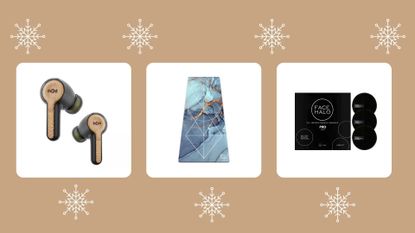 three of w&h's best Sustainable Christmas gifts picks on a brown background with festive decoration