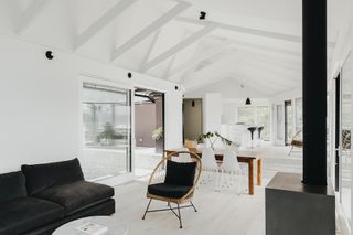 An all-white living room