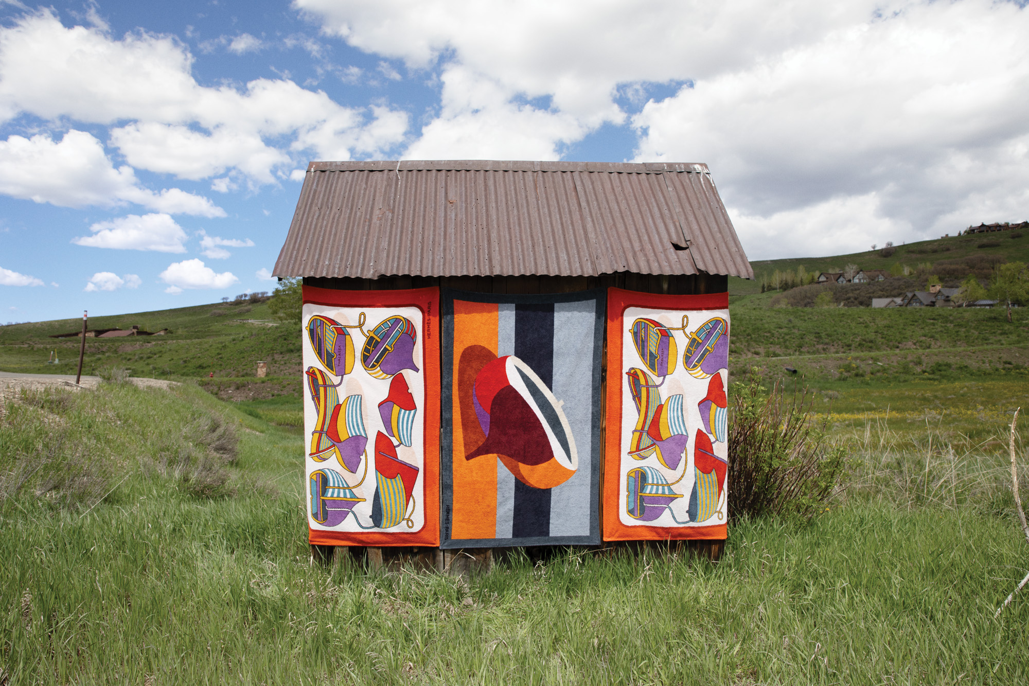 Hermes beach towel in the landscape