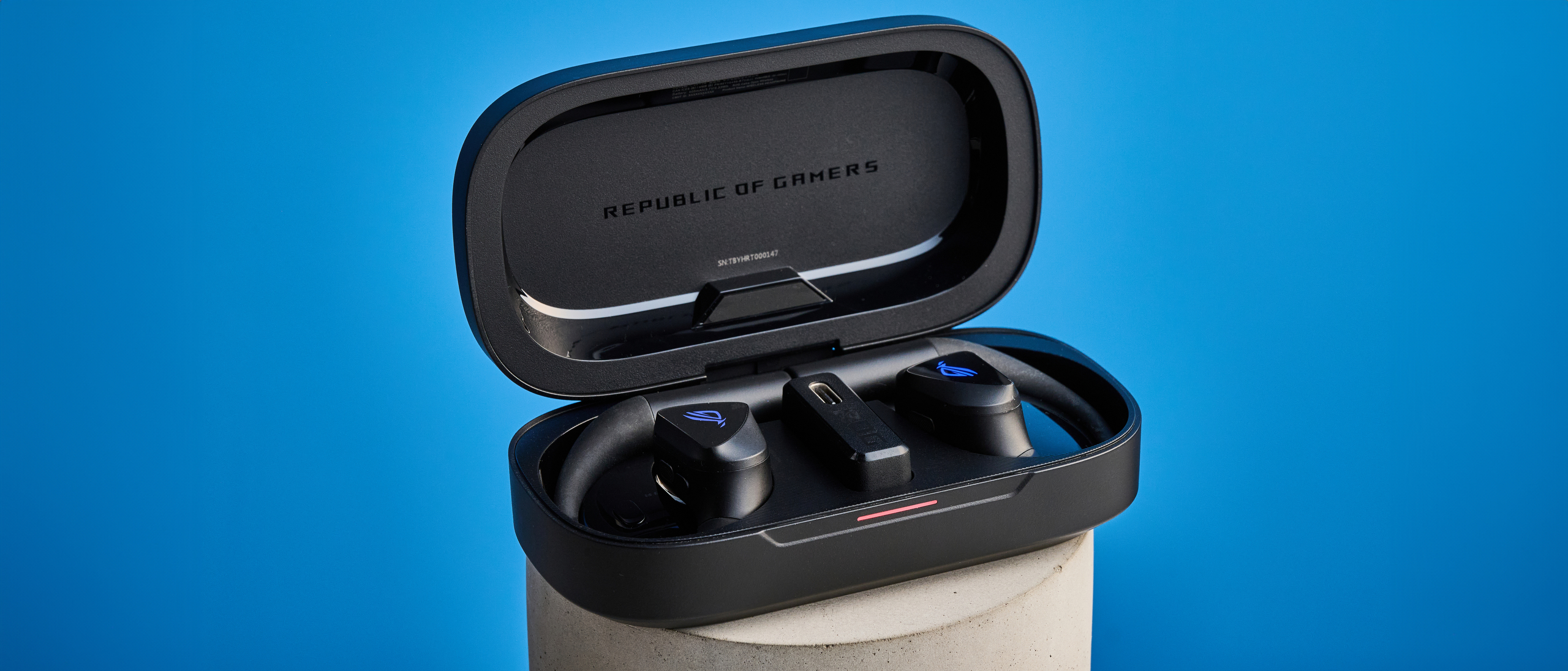 Black Asus ROG Cetra Open Wireless open earbuds for gaming