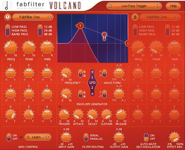 All seven filter types offer high-, low- and band-pass modes.