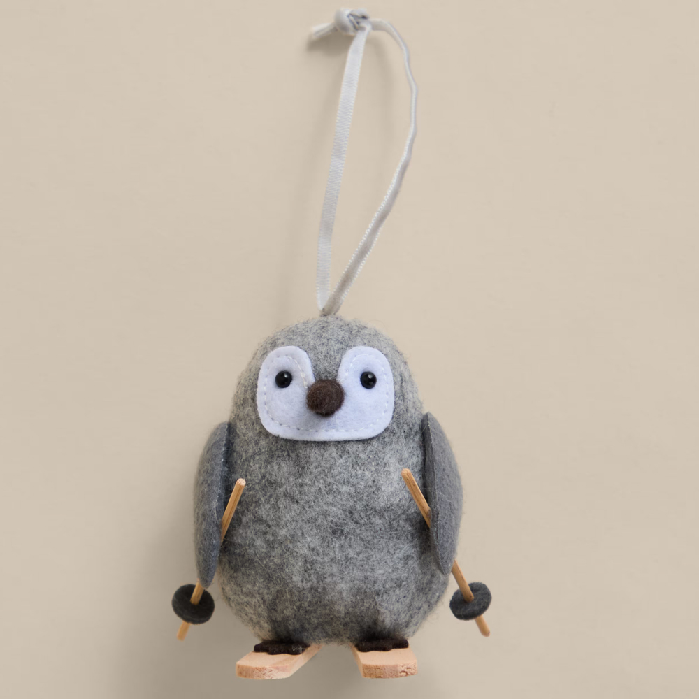 Grey felt baby penguin decoration