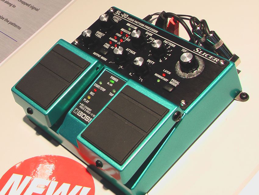 Boss's new Slicer pedal on display at the Frankfurt Musikmesse