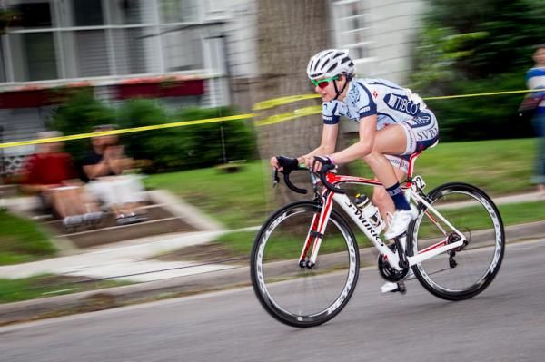 Megan Guarnier (TIBCO) gets off the front of the field.
