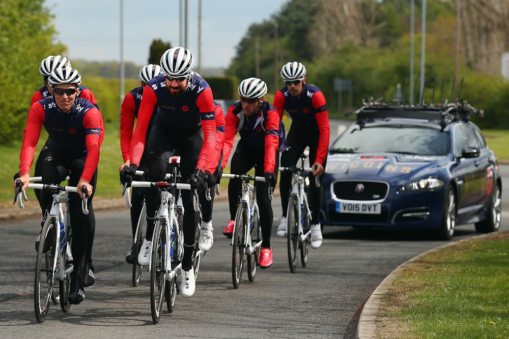 Team Wiggins train prior to the Tour de Yorkshire.
