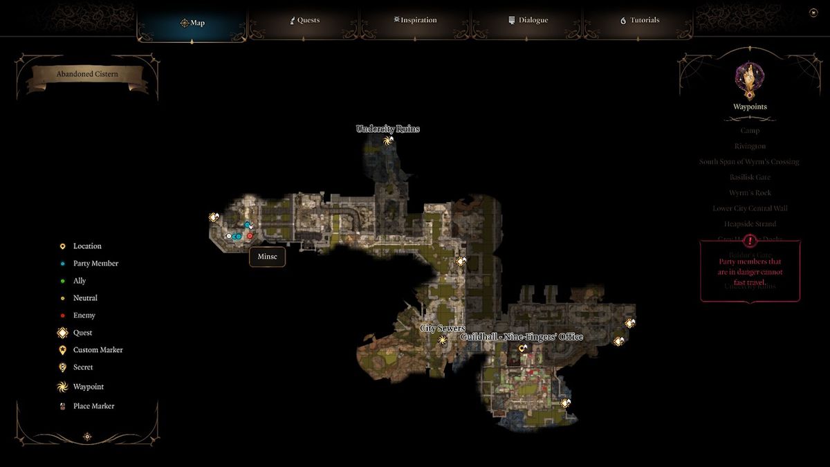 Baldur's Gate 3 companions - Minsc's location in the Sewers