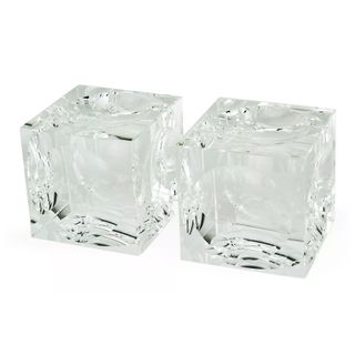 Two crystal cube book ends