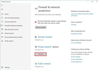 Enable Microsoft Defender Firewall on Windows 10