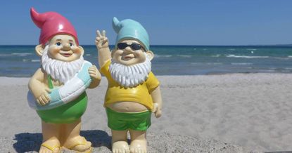 Two Gnomes on a beach. Fantasy Gnome